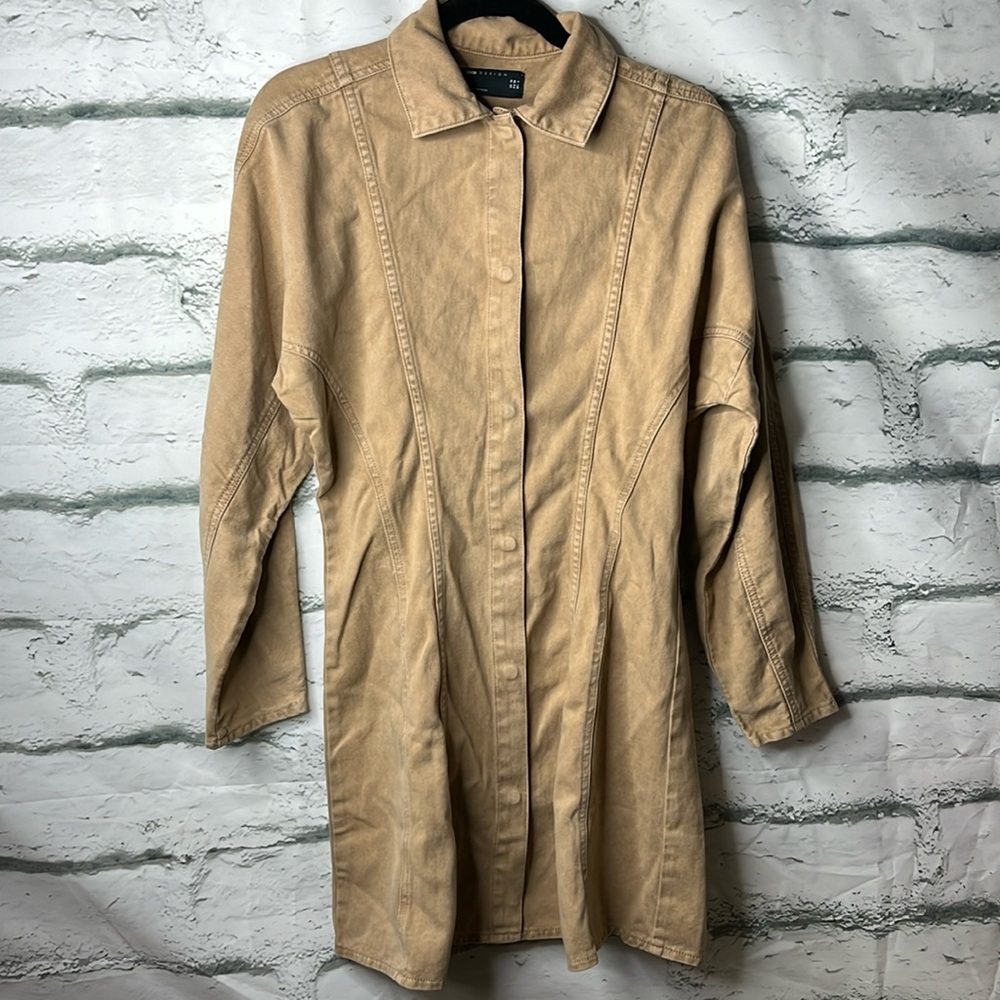 ASOS Design Khaki Denim Snap Button Dress size 6 NWOT
